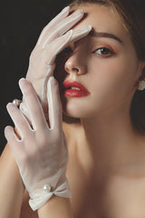 Fingertips Wrist Length Tulle Wedding Gloves CD0086 - COCOMELODY