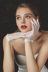 Fingertips Wrist Length Tulle Wedding Gloves CD0086 - COCOMELODY