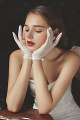 Fingertips Wrist Length Tulle Wedding Gloves CD0086 - COCOMELODY