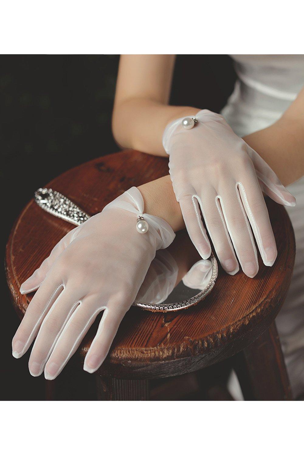 Fingertips Wrist Length Tulle Wedding Gloves CD0086 - COCOMELODY
