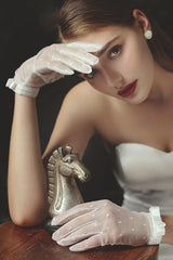 Fingertips Wrist Length Lace Wedding Gloves CD0087 - COCOMELODY