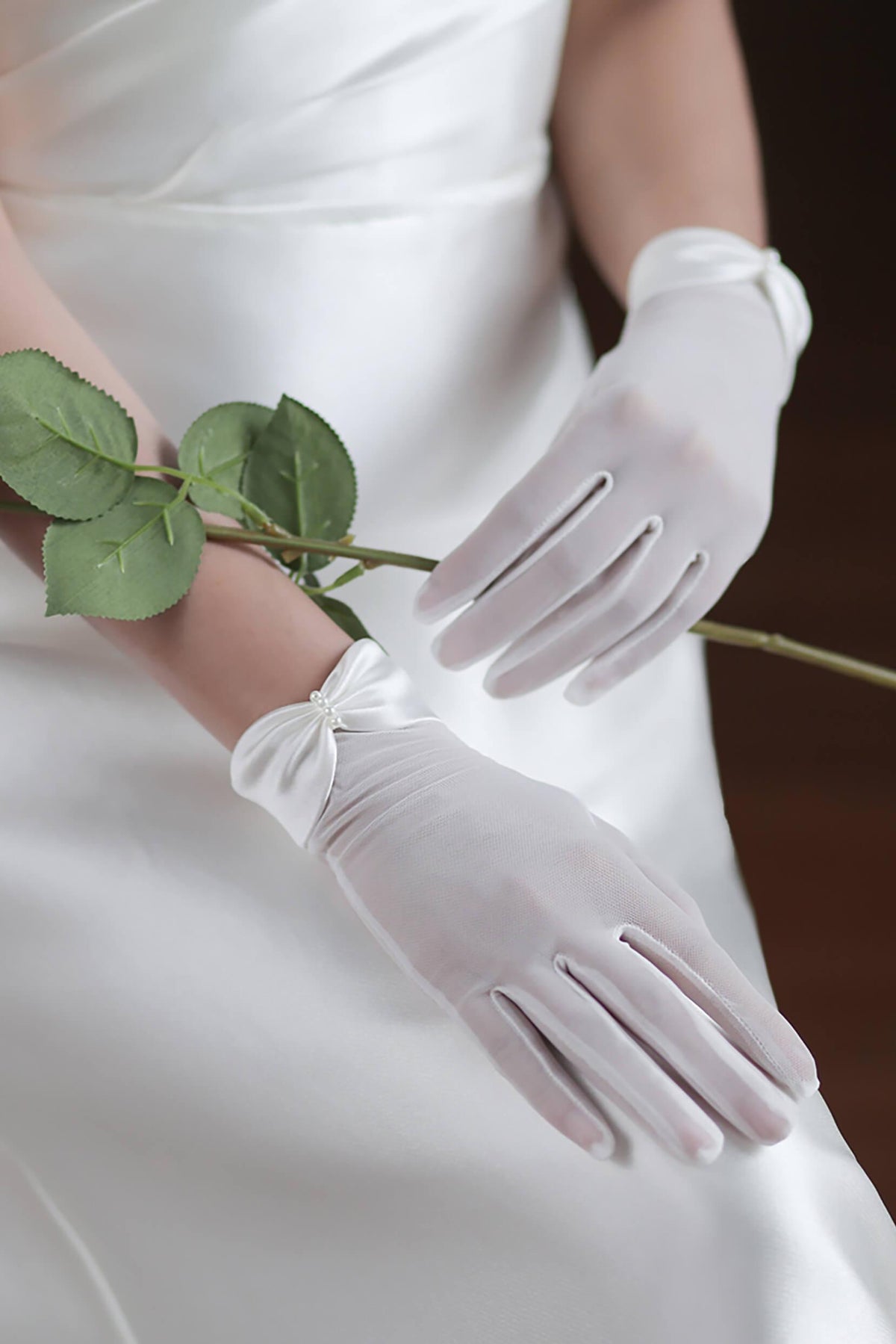 Fingertips Wrist Length Polyester Wedding Gloves CD0096 - COCOMELODY