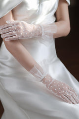 Fingertips Wrist Length Tulle Wedding Gloves CD0104 - COCOMELODY