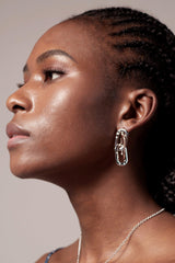 Rhodium plated Earrings with Crystals CE0099 - COCOMELODY