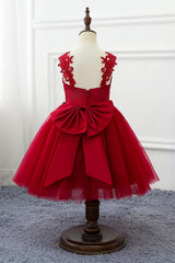 A-Line Knee Length Tulle Lace Flower Girl Dress CF0265 - COCOMELODY