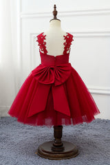 A-Line Knee Length Tulle Lace Flower Girl Dress CF0265 - COCOMELODY