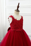 A-Line Knee Length Tulle Lace Flower Girl Dress CF0265 - COCOMELODY