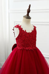 A-Line Knee Length Tulle Lace Flower Girl Dress CF0265 - COCOMELODY