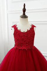 A-Line Knee Length Tulle Lace Flower Girl Dress CF0265 - COCOMELODY
