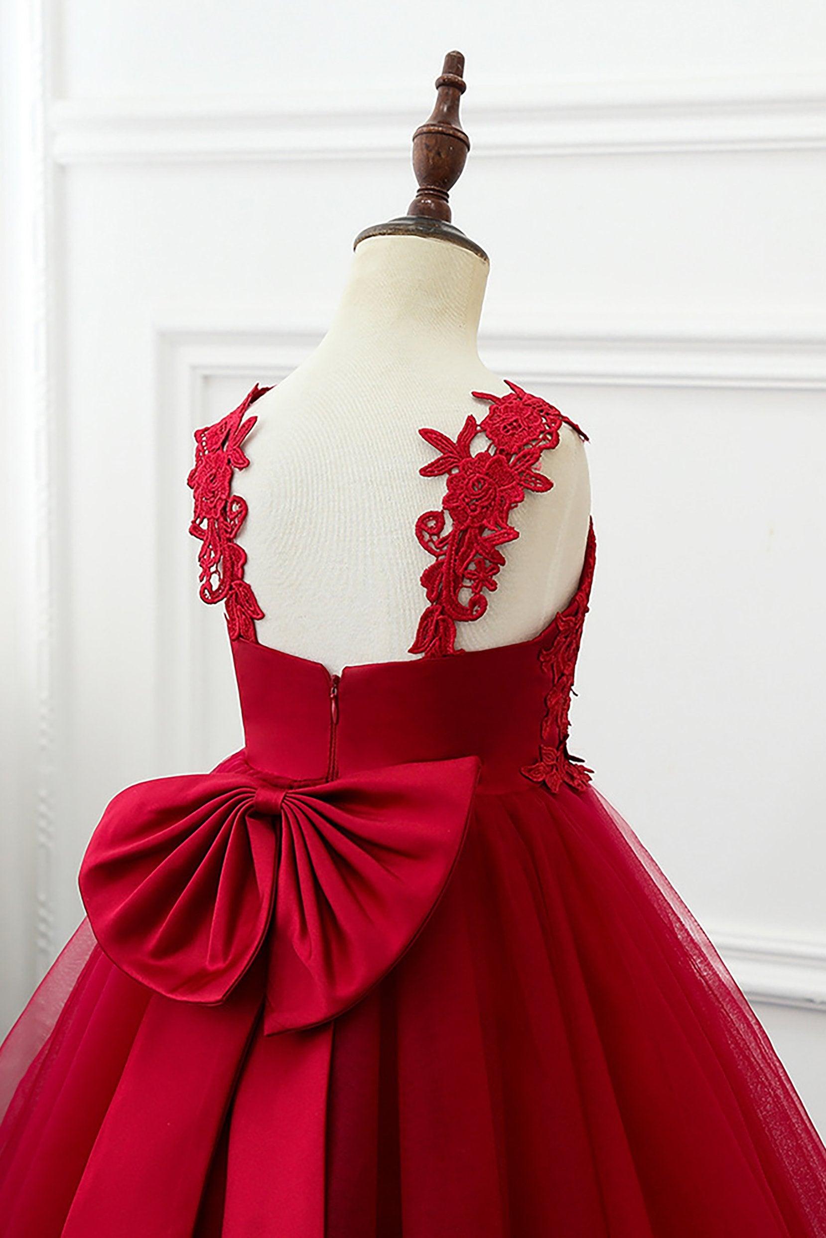 A-Line Knee Length Tulle Lace Flower Girl Dress CF0265 - COCOMELODY
