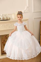 Ball Gown Floor Length Tulle Lace Flower Girl Dress CF0267 - COCOMELODY