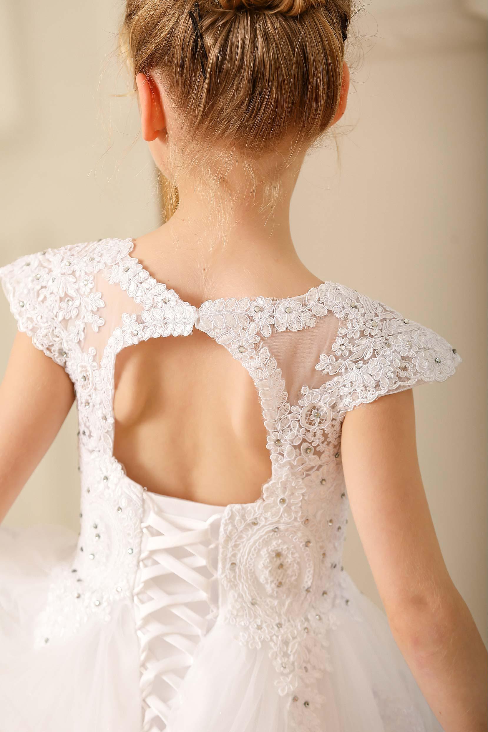 Ball Gown Floor Length Tulle Lace Flower Girl Dress CF0267 - COCOMELODY