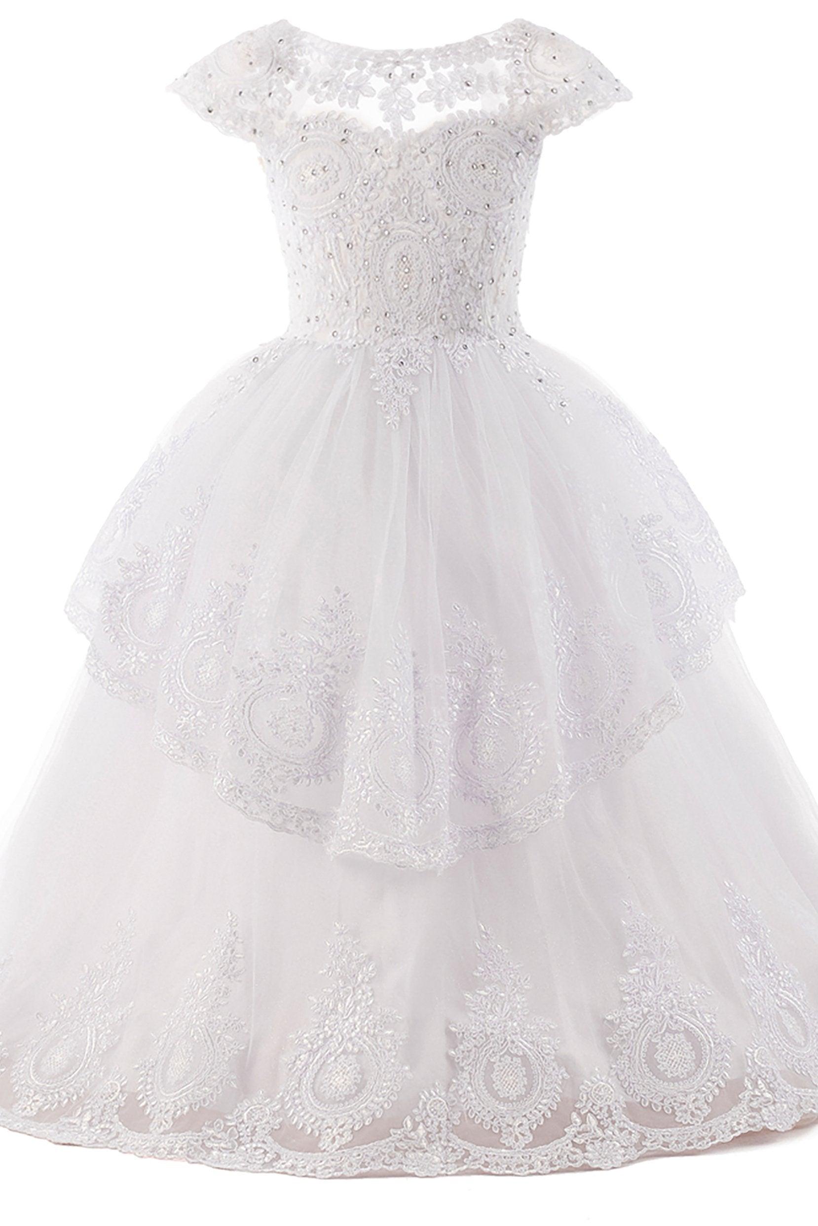 Ball Gown Floor Length Tulle Lace Flower Girl Dress CF0267 - COCOMELODY