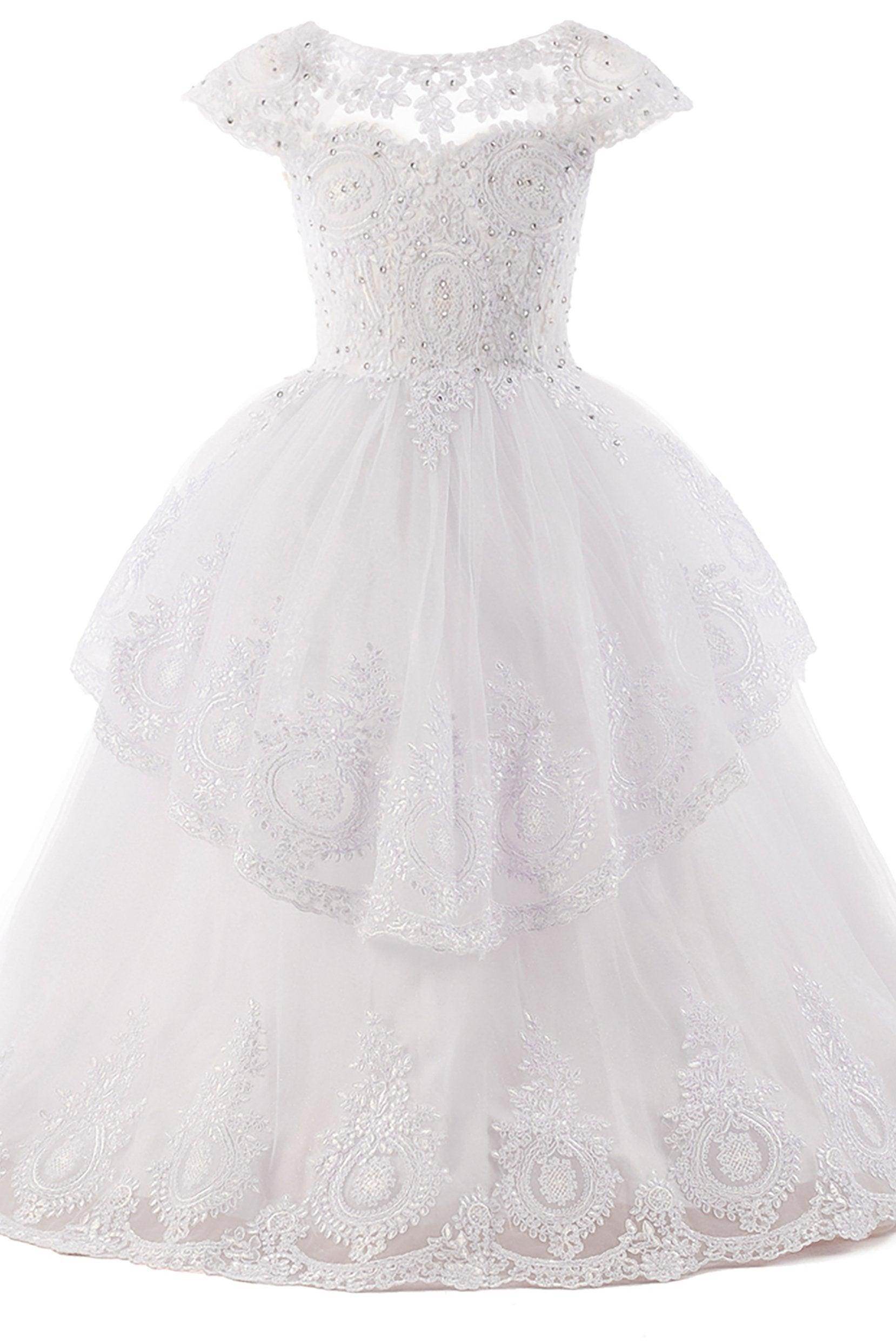 Ball Gown Floor Length Tulle Lace Flower Girl Dress CF0267 - COCOMELODY