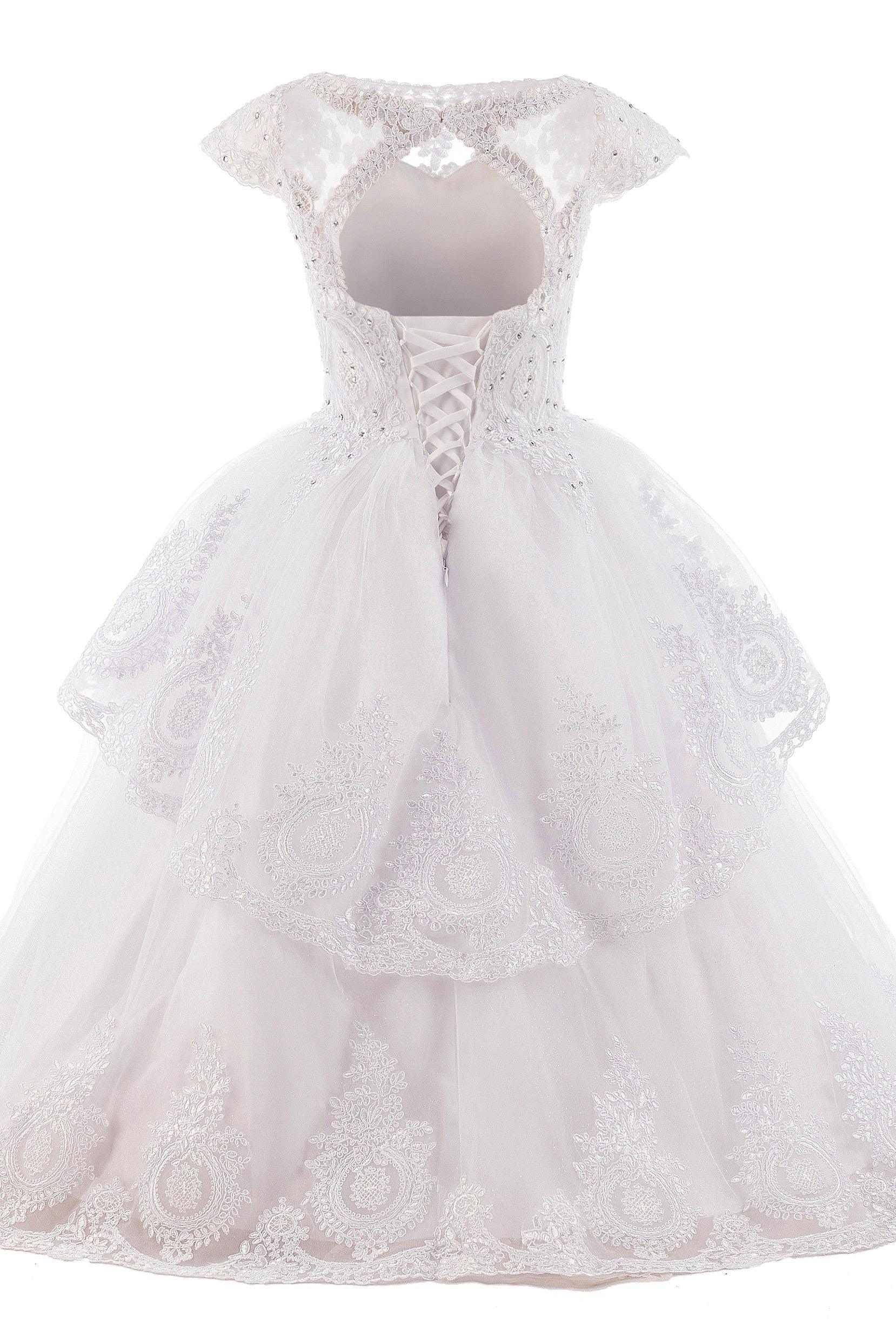 Ball Gown Floor Length Tulle Lace Flower Girl Dress CF0267 - COCOMELODY