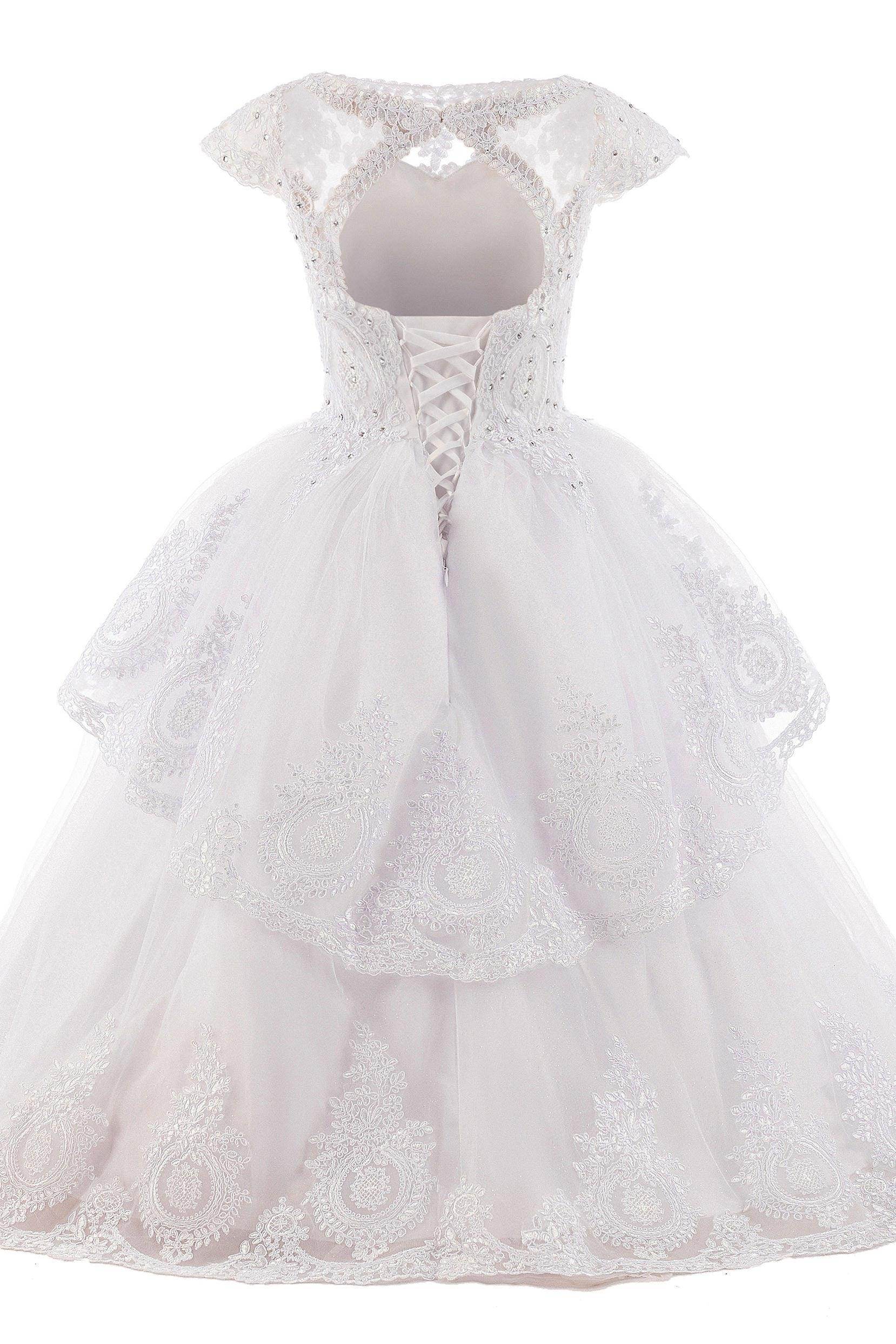Ball Gown Floor Length Tulle Lace Flower Girl Dress CF0267 - COCOMELODY
