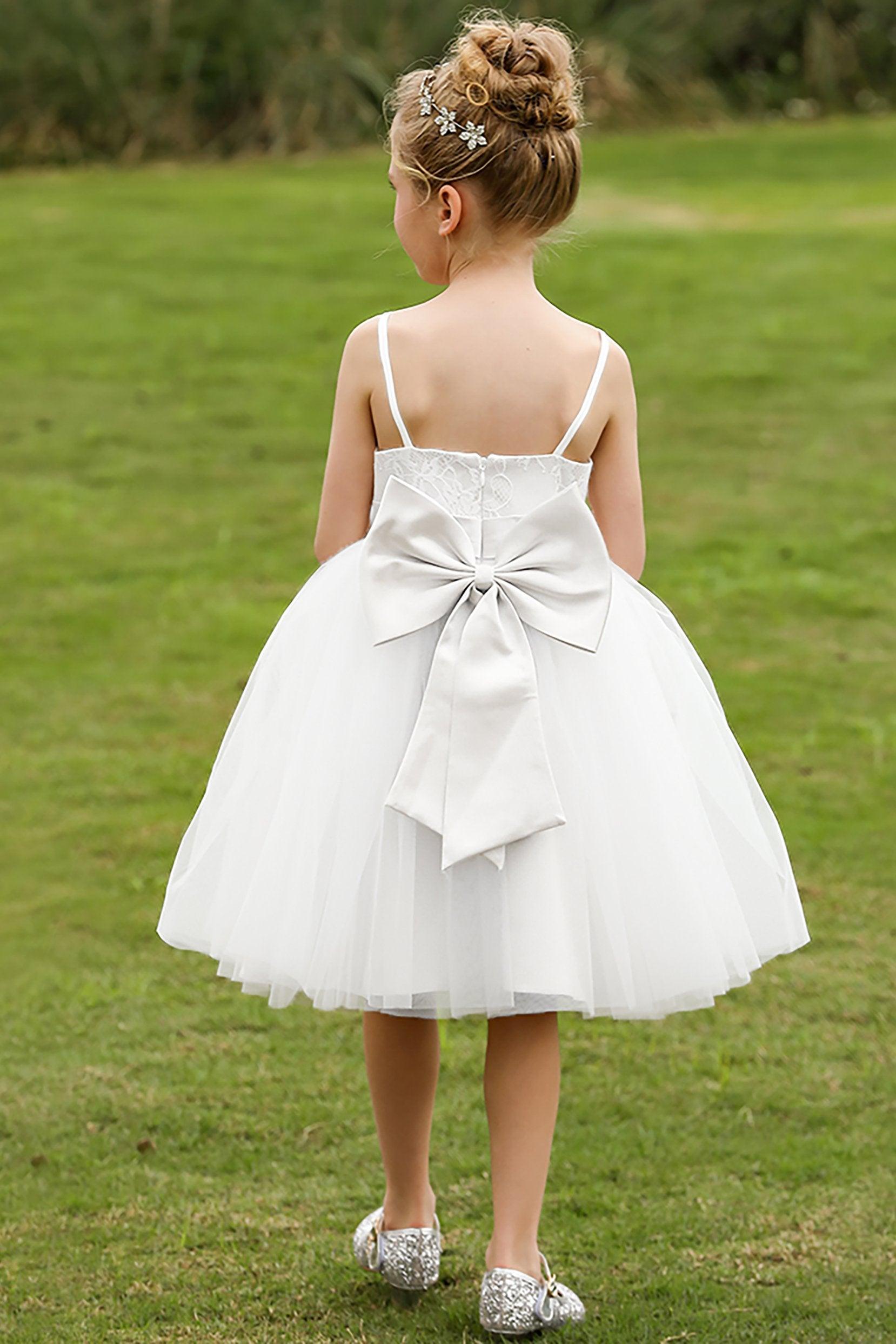 A-Line Knee Length Tulle Lace Flower Girl Dress CF0268 - COCOMELODY
