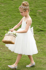 A-Line Knee Length Tulle Lace Flower Girl Dress CF0268 - COCOMELODY