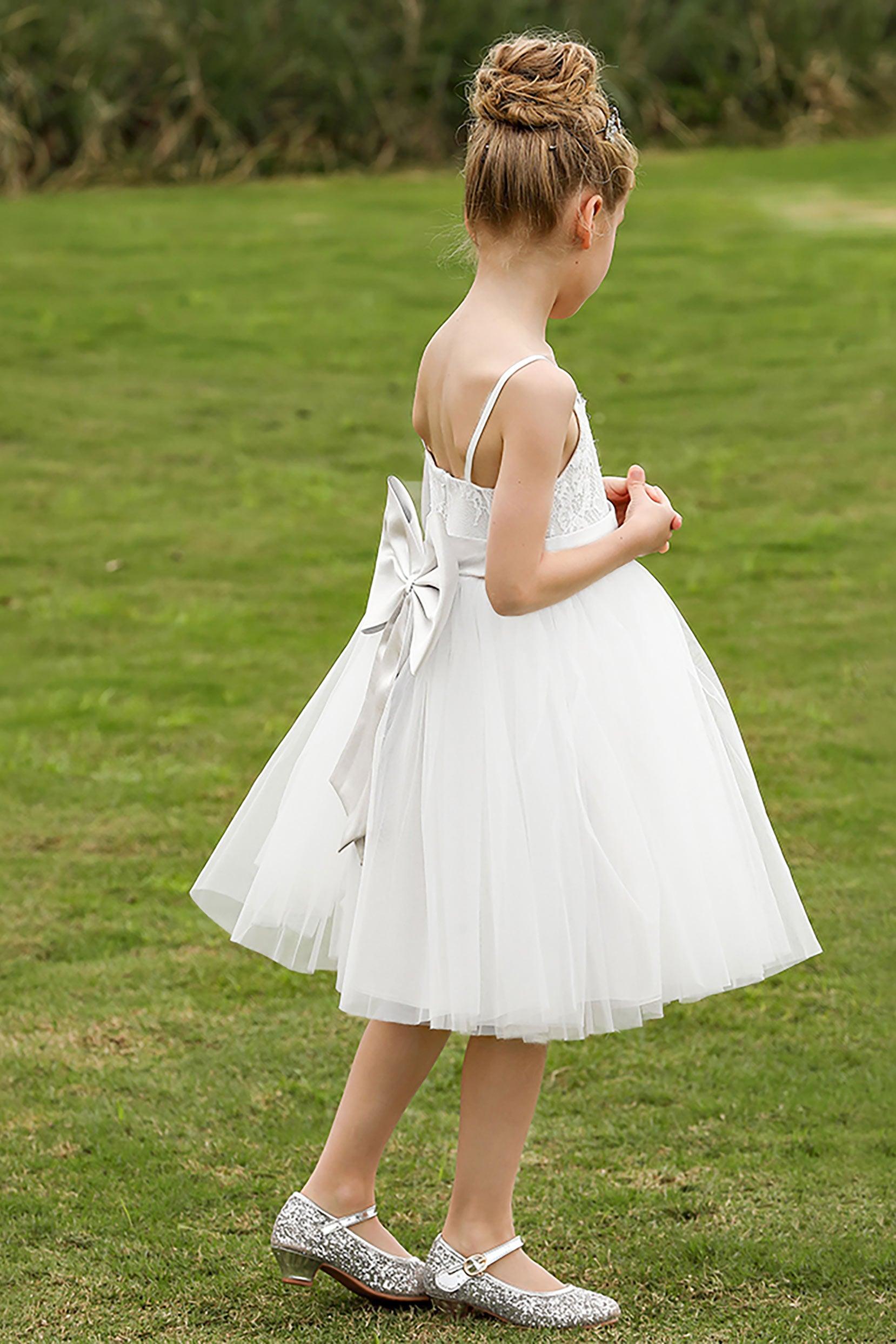 A-Line Knee Length Tulle Lace Flower Girl Dress CF0268 - COCOMELODY