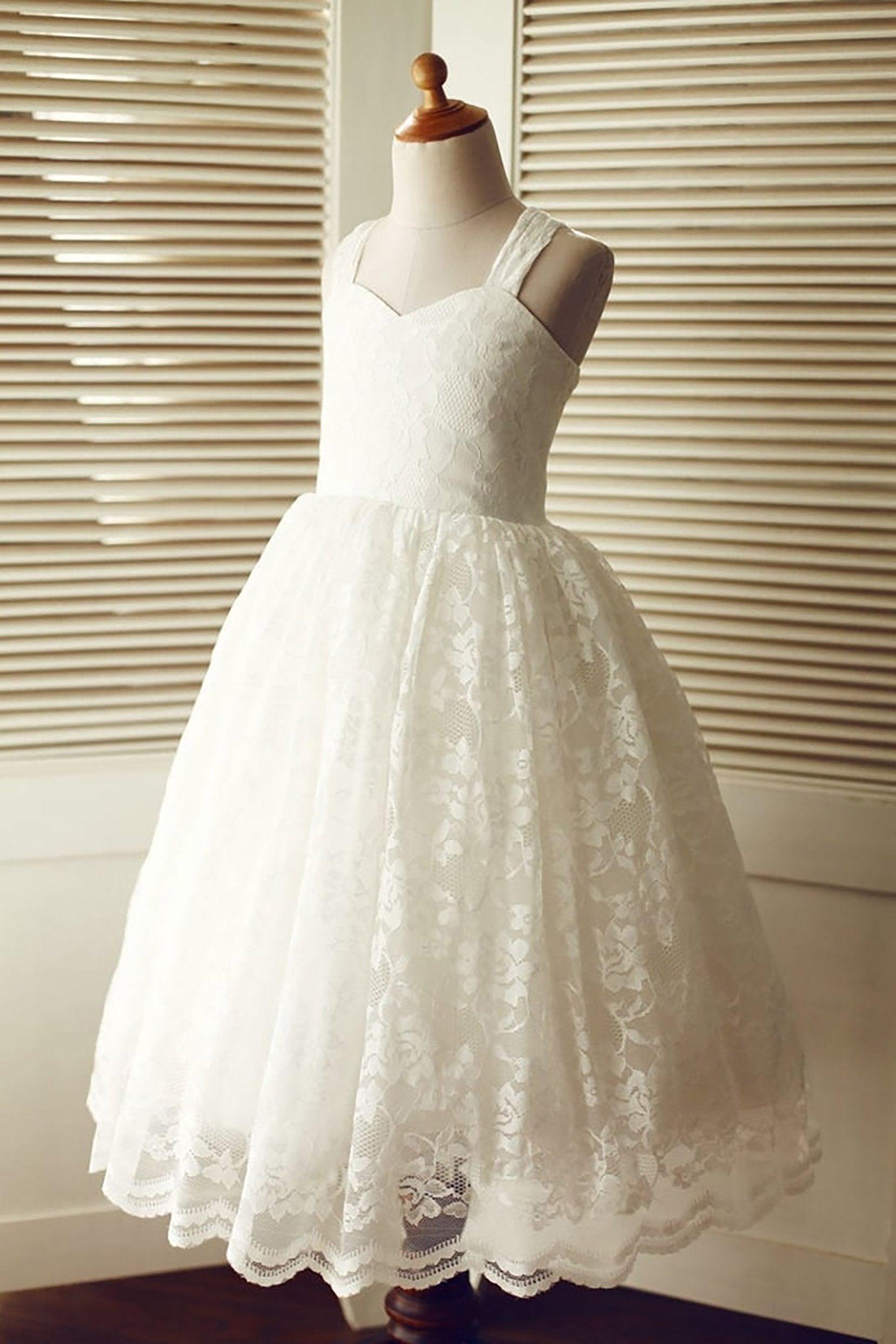A-Line Floor Length Tulle Lace Flower Girl Dress CF0271 - COCOMELODY