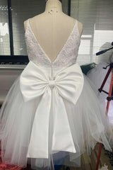 A-Line Knee Length Tulle Lace Flower Girl Dress CF0273 - COCOMELODY