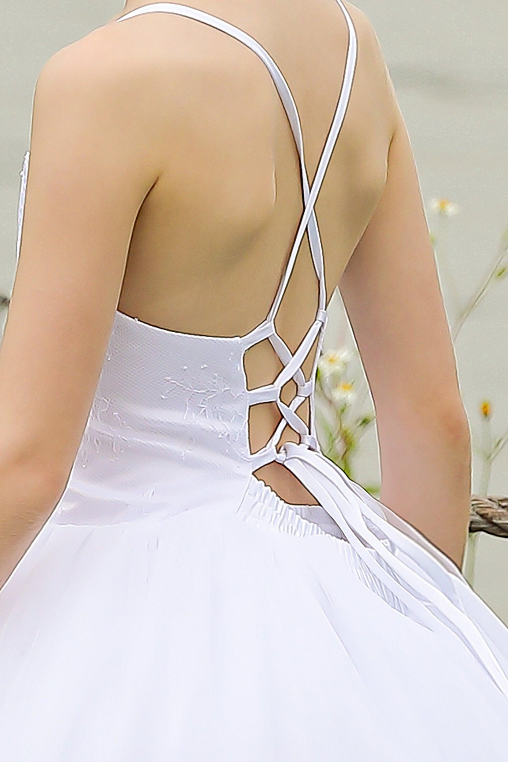 A-Line Floor Length Satin Tulle Flower Girl Dress CF0274 - COCOMELODY