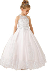 Ball Gown Floor Length Tulle Lace Flower Girl Dress CF0275 - COCOMELODY