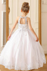 Ball Gown Floor Length Tulle Lace Flower Girl Dress CF0275 - COCOMELODY