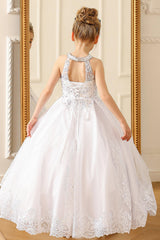 Ball Gown Floor Length Tulle Lace Flower Girl Dress CF0275 - COCOMELODY
