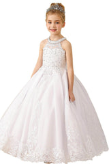 Ball Gown Floor Length Tulle Lace Flower Girl Dress CF0275 - COCOMELODY