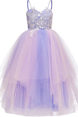 A-Line Floor Length Tulle Lace Flower Girl Dress CF0277 - COCOMELODY