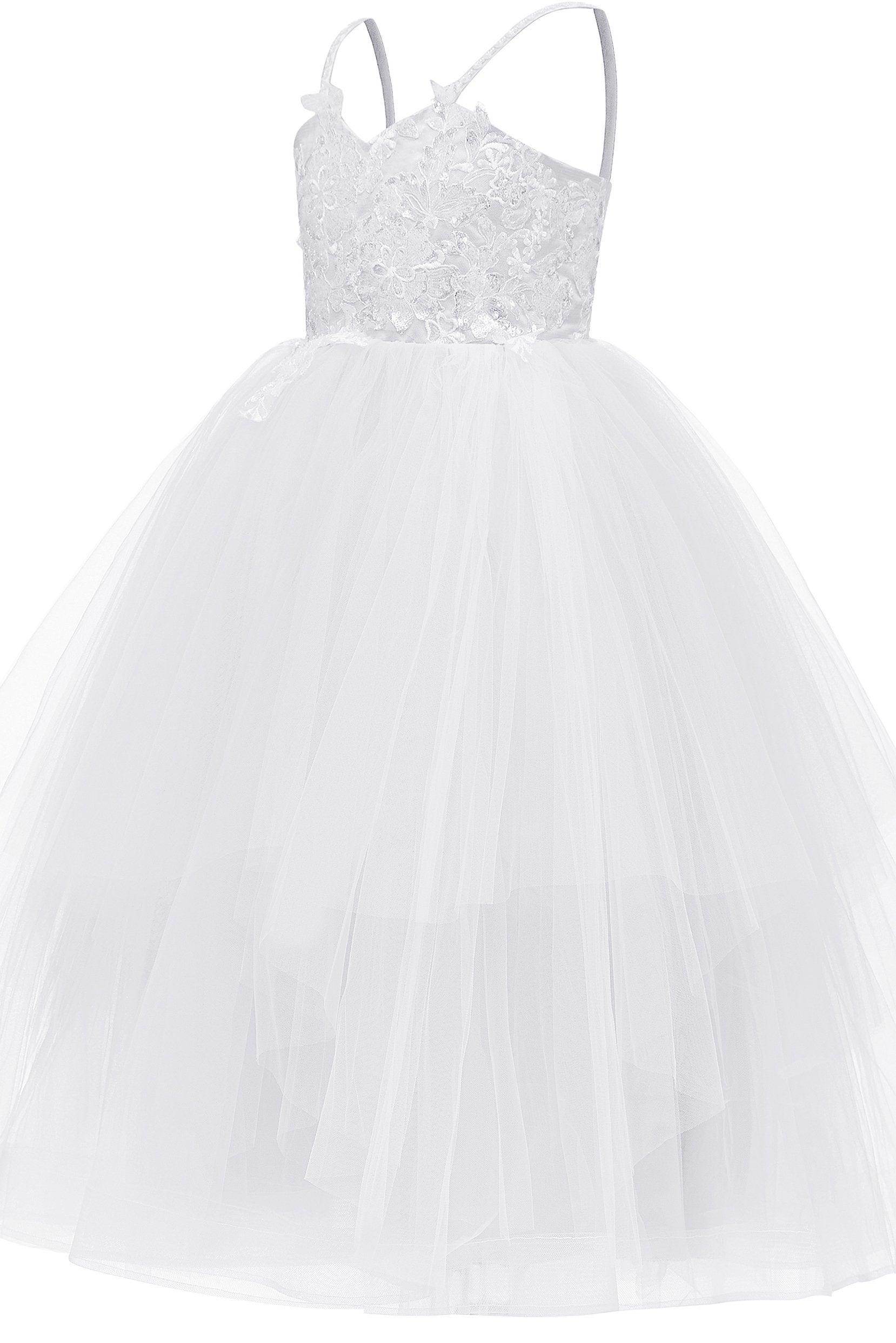 A-Line Floor Length Tulle Lace Flower Girl Dress CF0277 - COCOMELODY
