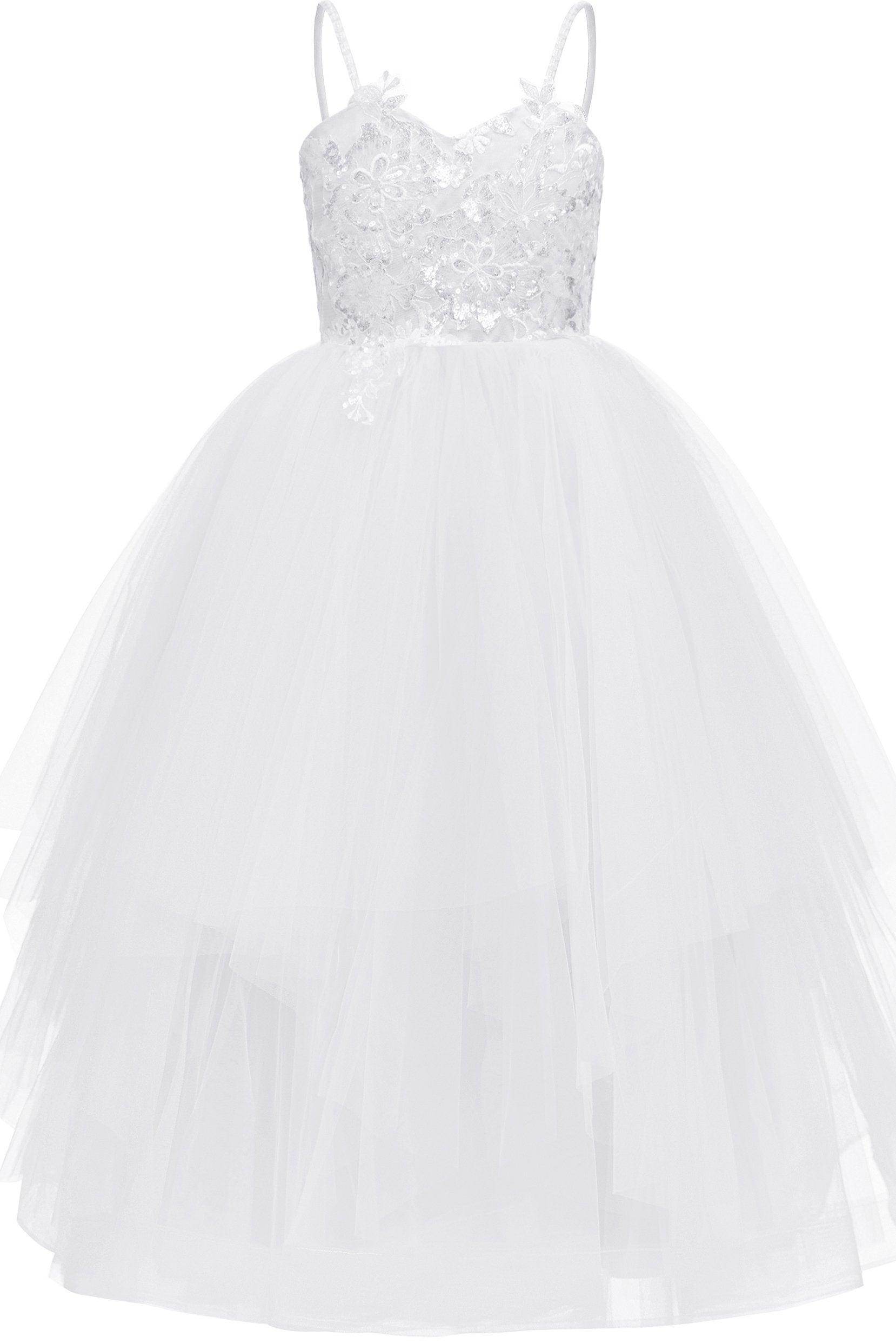 A-Line Floor Length Tulle Lace Flower Girl Dress CF0277 - COCOMELODY