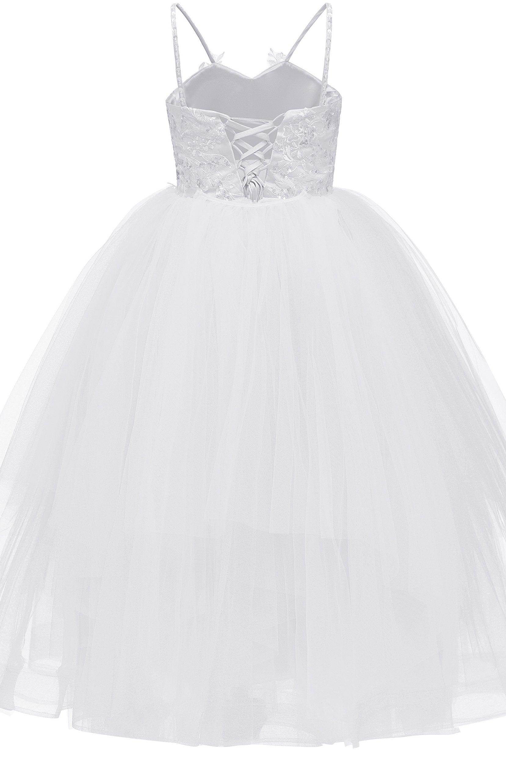 A-Line Floor Length Tulle Lace Flower Girl Dress CF0277 - COCOMELODY