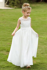 A-Line Floor Length Tulle Lace Flower Girl Dress CF0278 - COCOMELODY