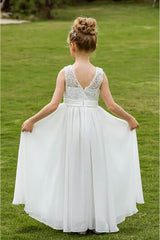 A-Line Floor Length Tulle Lace Flower Girl Dress CF0278 - COCOMELODY