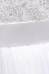 A-Line Floor Length Tulle Lace Flower Girl Dress CF0278 - COCOMELODY