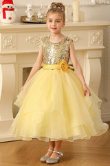 A-Line Floor Length Tulle Sequined Flower Girl Dress CF0281 - COCOMELODY