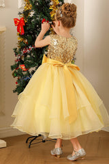 A-Line Floor Length Tulle Sequined Flower Girl Dress CF0281 - COCOMELODY