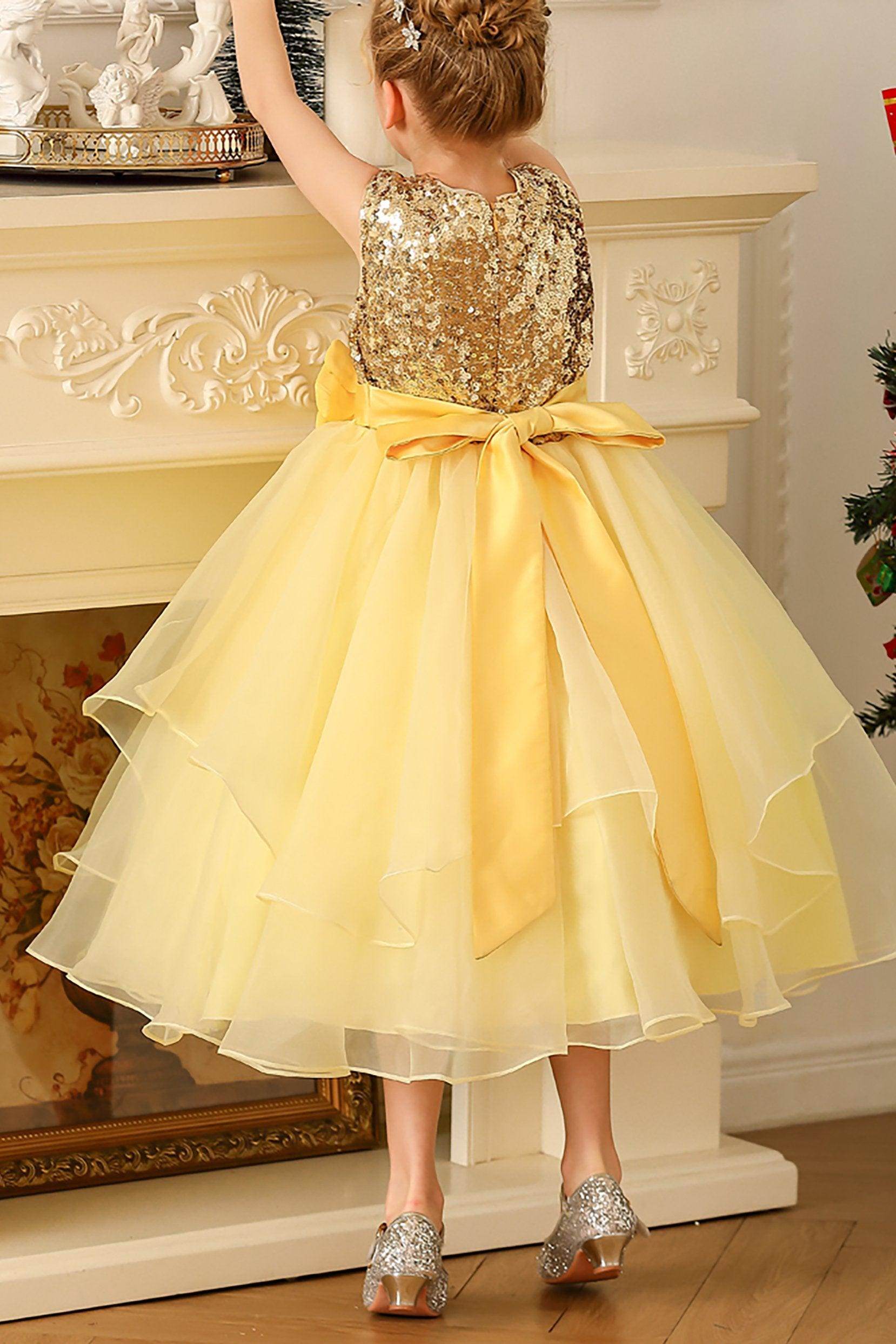 A-Line Floor Length Tulle Sequined Flower Girl Dress CF0281 - COCOMELODY