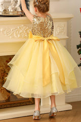 A-Line Floor Length Tulle Sequined Flower Girl Dress CF0281 - COCOMELODY