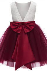 A-Line Knee Length Tulle Lace Flower Girl Dress CF0282 - COCOMELODY