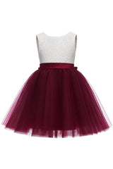 A-Line Knee Length Tulle Lace Flower Girl Dress CF0282 - COCOMELODY