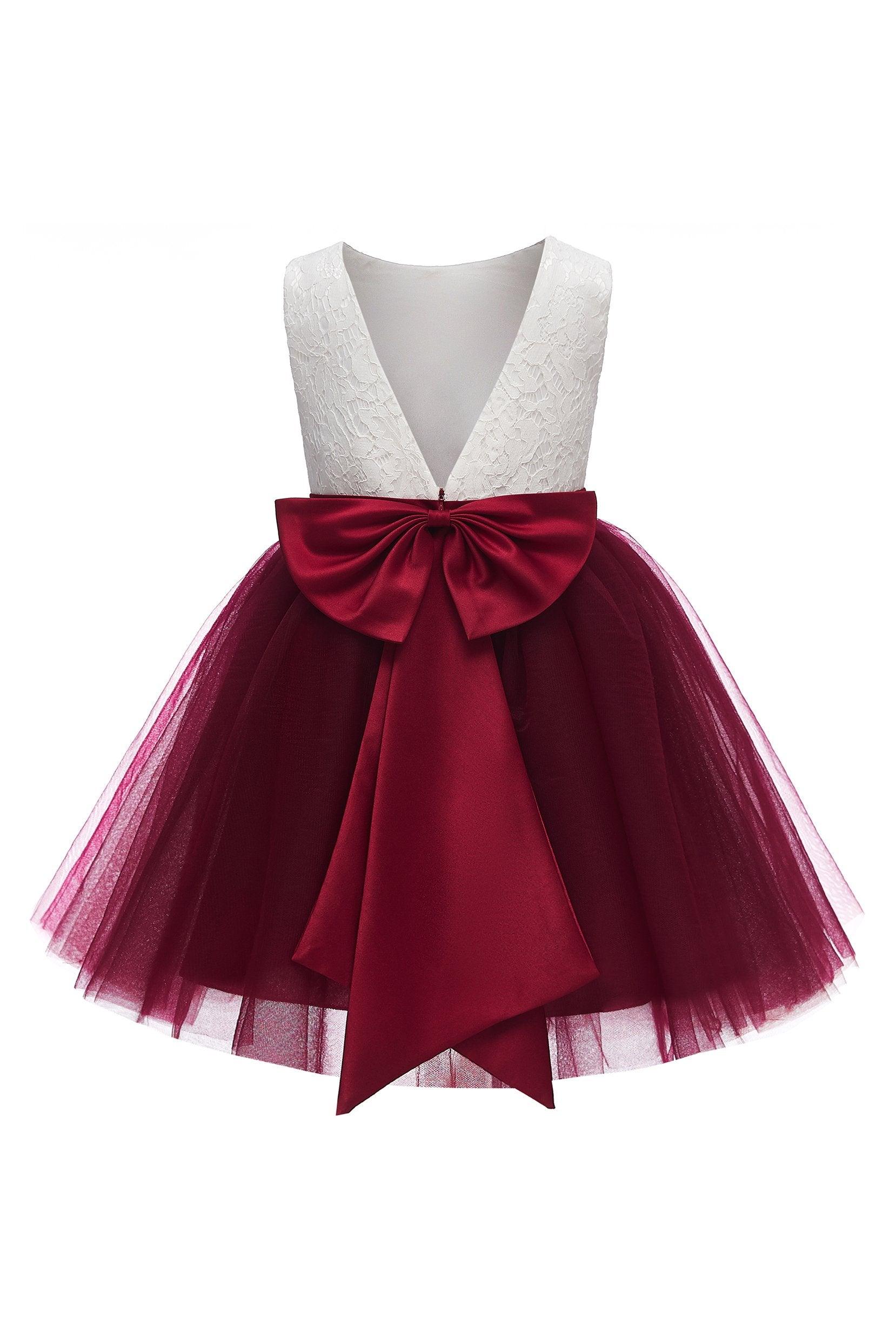 A-Line Knee Length Tulle Lace Flower Girl Dress CF0282 - COCOMELODY