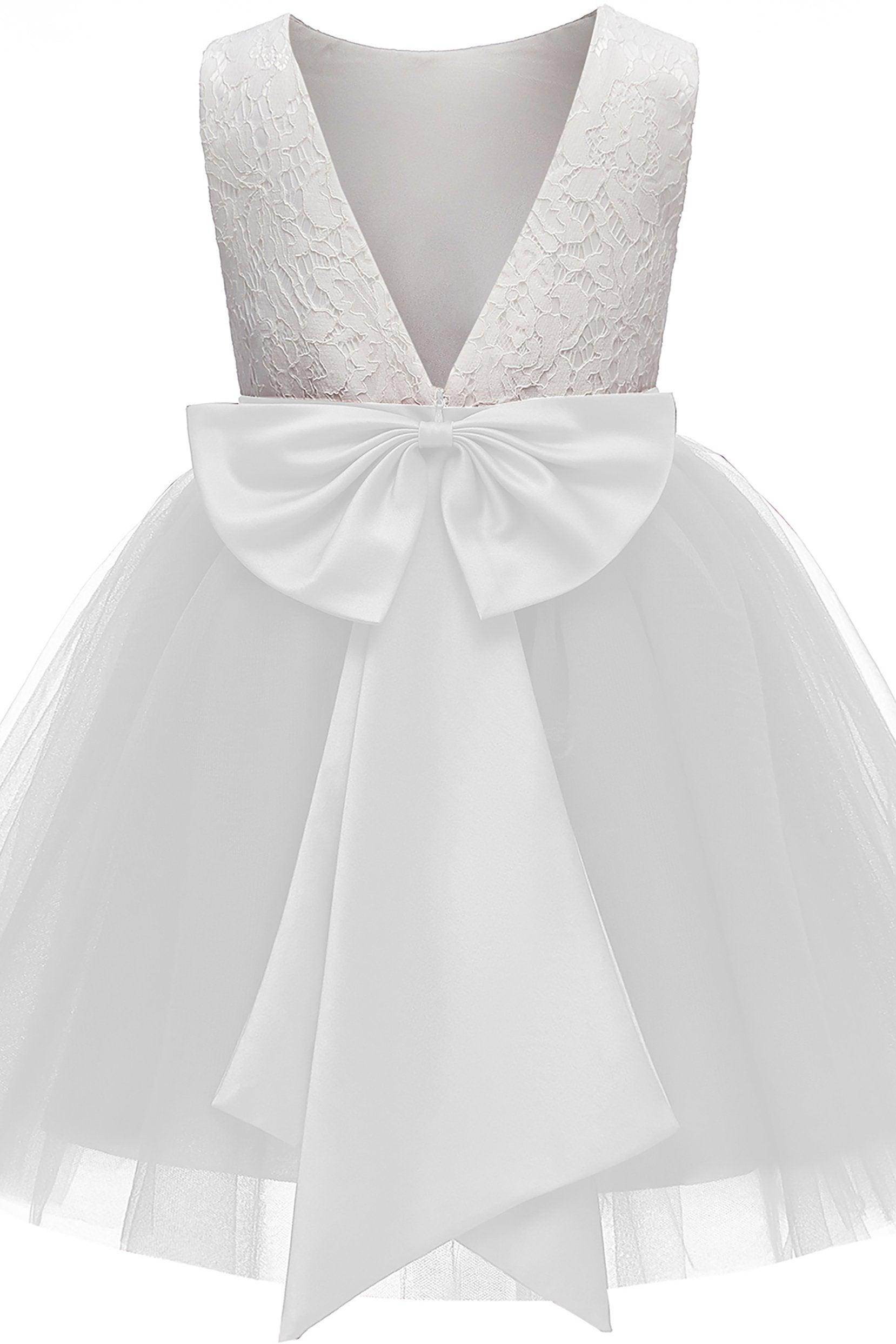 A-Line Knee Length Tulle Lace Flower Girl Dress CF0282 - COCOMELODY