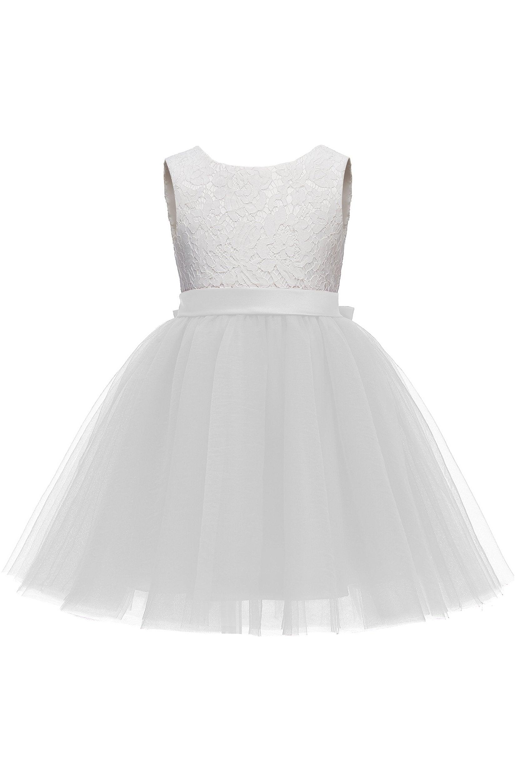 A-Line Knee Length Tulle Lace Flower Girl Dress CF0282 - COCOMELODY