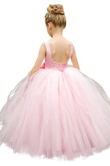 Ball Gown Floor Length Satin Tulle Flower Girl Dress CF0283 - COCOMELODY