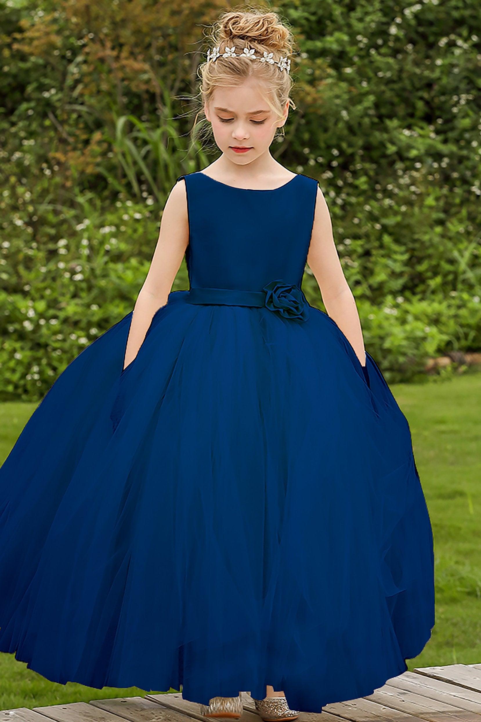 Ball Gown Floor Length Satin Tulle Flower Girl Dress CF0283 - COCOMELODY