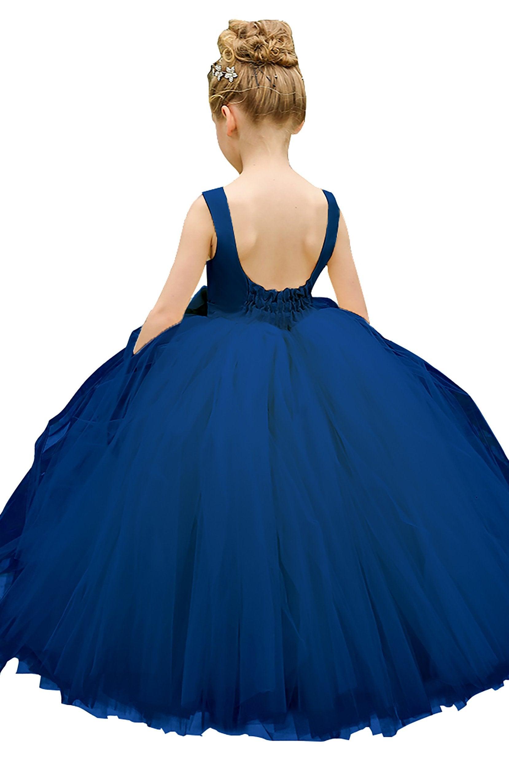 Ball Gown Floor Length Satin Tulle Flower Girl Dress CF0283 - COCOMELODY