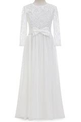 A-Line Floor Length Tulle Lace Flower Girl Dress CF0284 - COCOMELODY